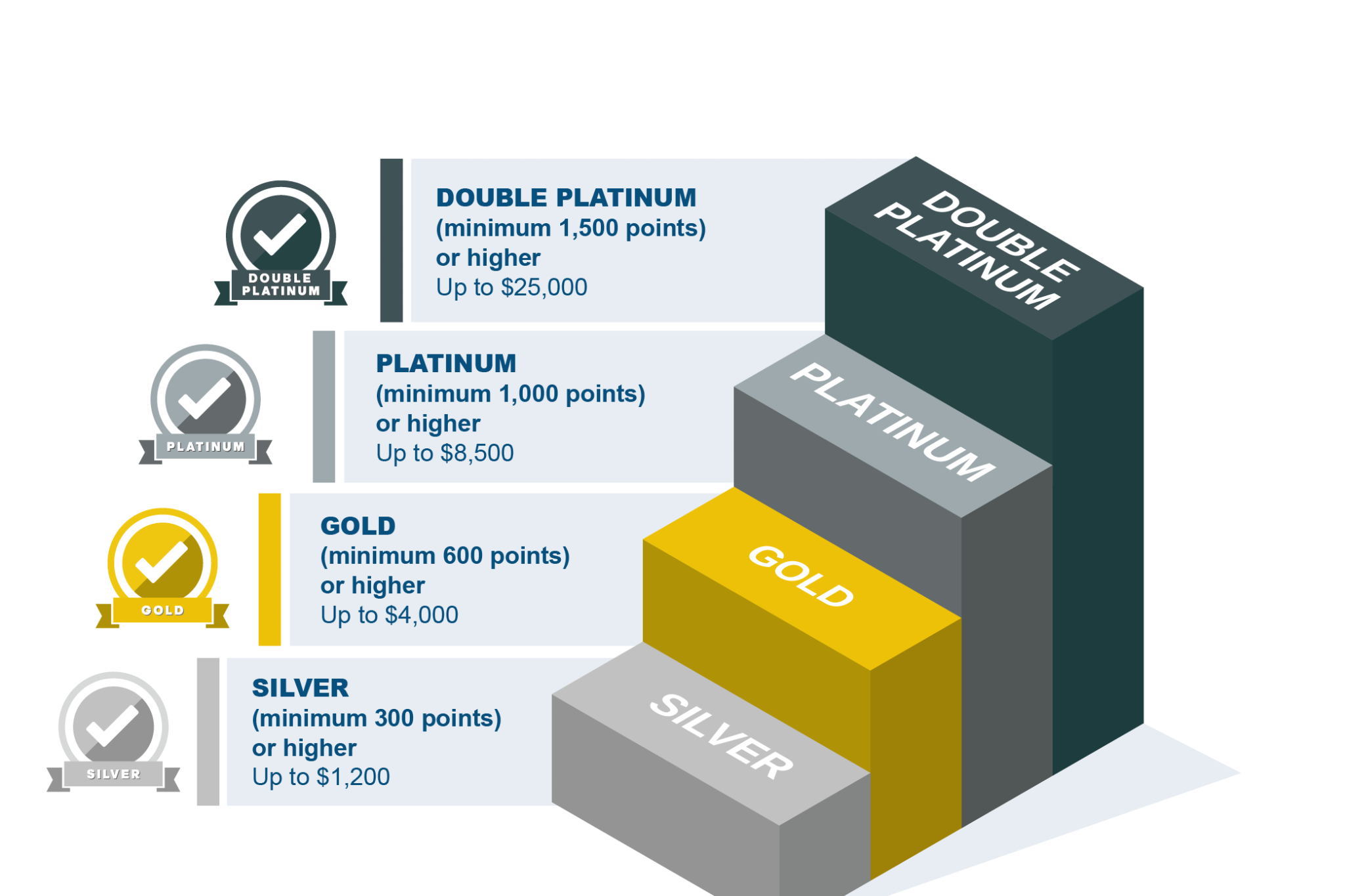 A table showing a summary of the four grant categories