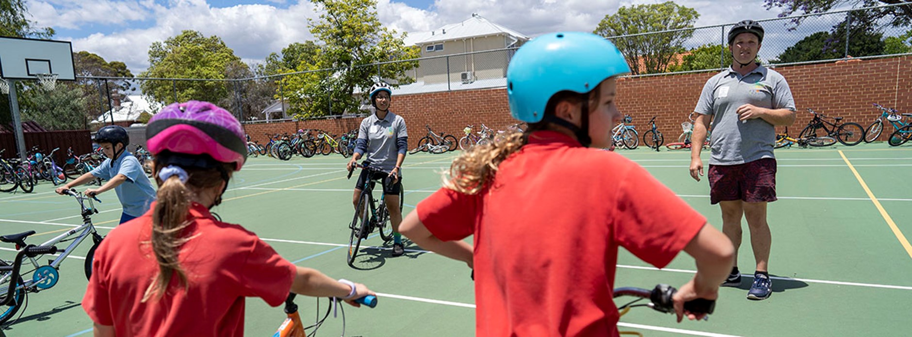 Students completing bike education