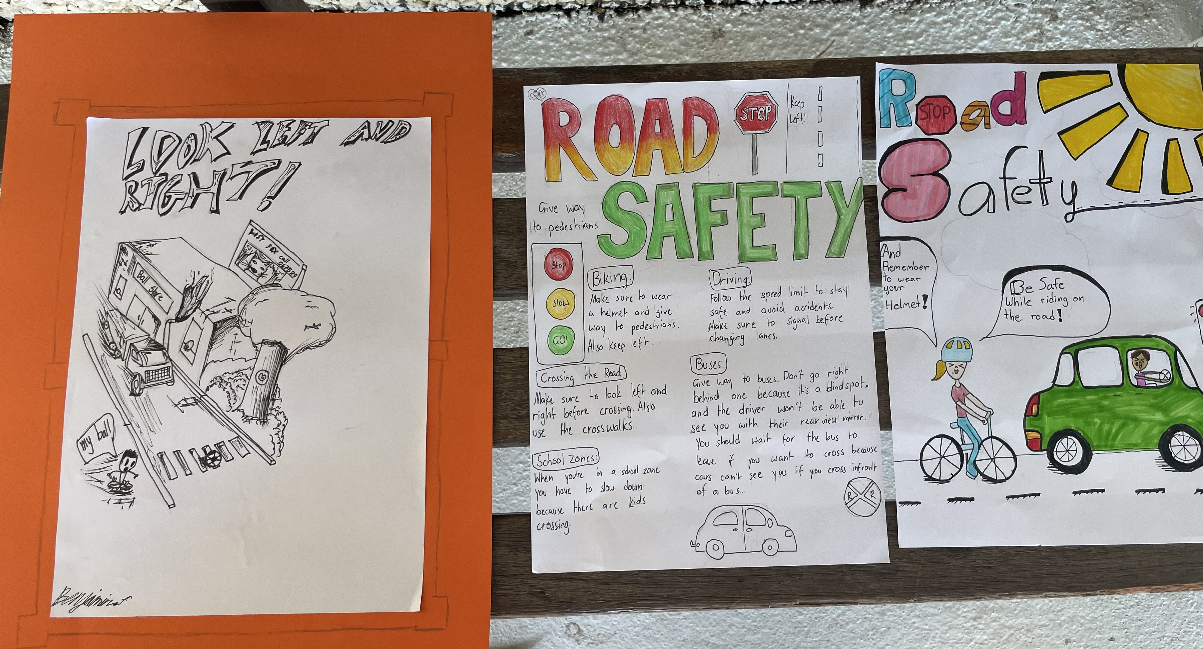 Road safety rules and symbols on chart with Brush pen and acrylic  paints.... | Road safety poster, Safety posters, Save environment poster  drawing